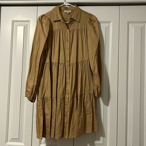 Gianni Bini Tan Long Sleeve Midi dress